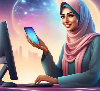 Call center with a woman
