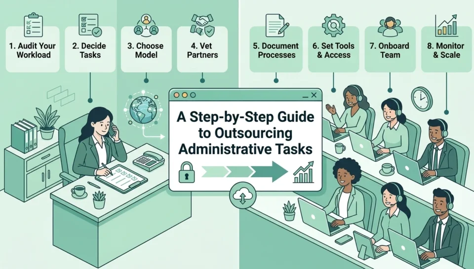 How to Outsource Administrative Tasks A Step-by-Step Guide how to outsource administrative tasks step by step guide illustration