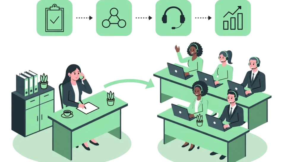 How to Outsource Administrative Tasks: A Step-by-Step Guide Businesswoman following a step-by-step guide to outsource administrative tasks to a remote support team