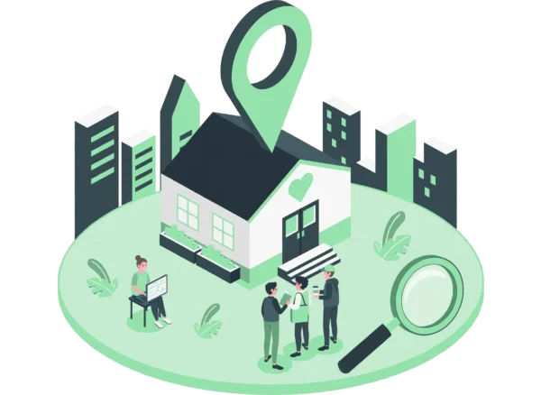 Woman optimizing local SEO for a Minnesota community organization with a map, skyline and five-step checklist